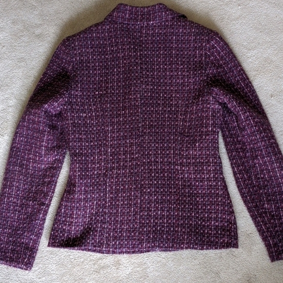 Long Elegant Legs Plum Textured Tweed Blazer - Picture 3 of 3